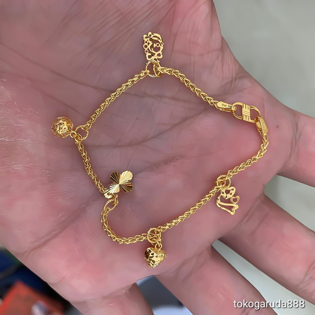 Rantai tangan gelang tali anak dan dewasa emas asli kadar 70% 700 variasi milano victory gantung victori gold baru