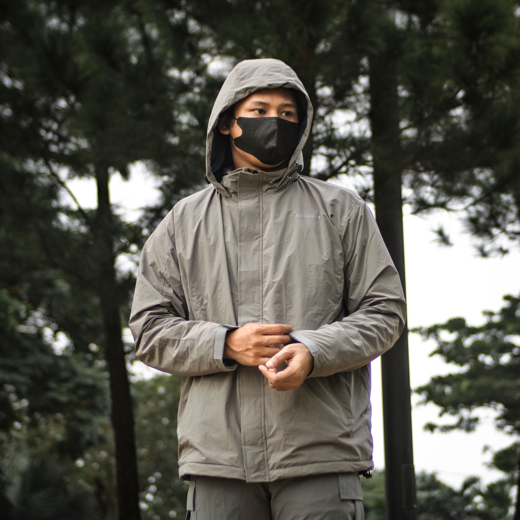 REDWOOD Jaket Gunung Anti Air - Jaket Outdoor Waterproof Pria dan Wanita Original-Mocca