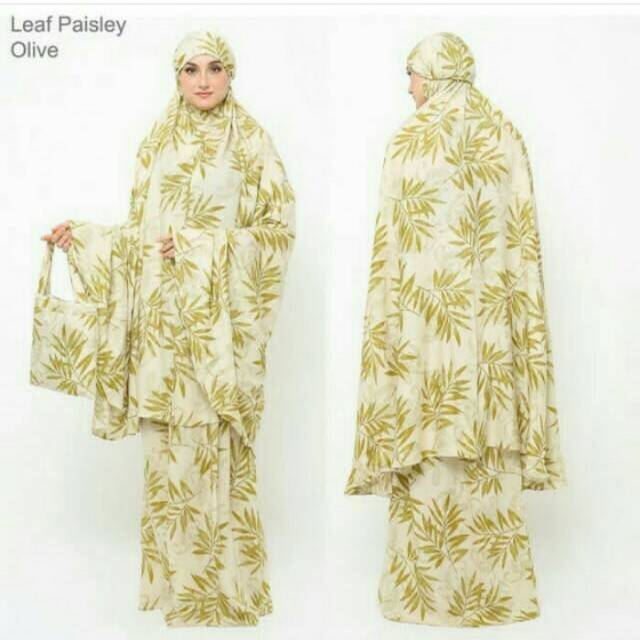 LEAF PAISLEY OLIVE MUKENA. KATUN RAYON MUKENA TAZKIA MUKENA TAZBIA