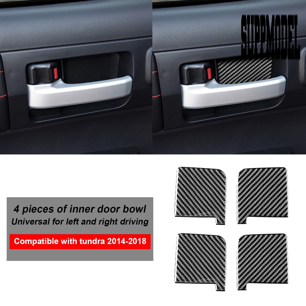 Suppmodelx &lt; 4Pcs / Set Stiker Panel Handle Pintu Mobil Toyota Tundra 2014-2018 Bahan Serat Karbon