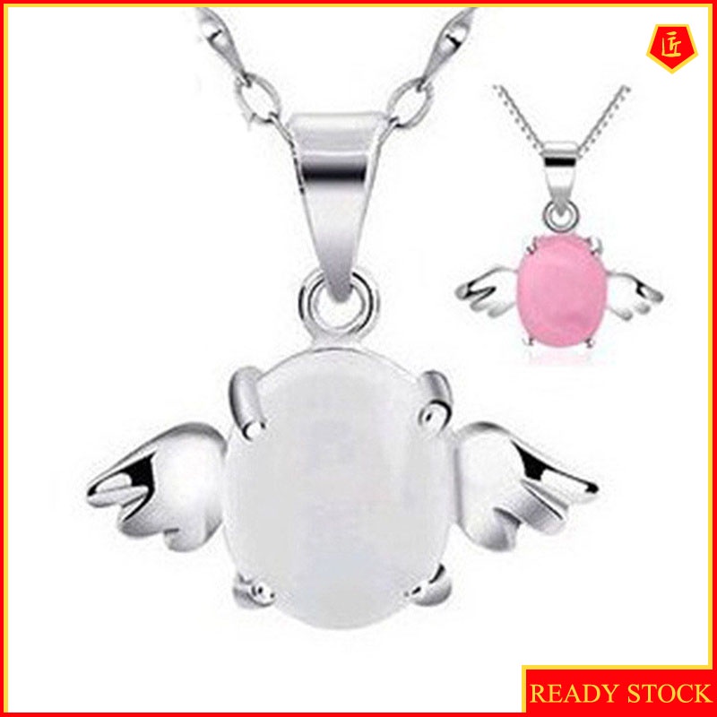 [Ready Stock]Angel Egg Opal Pendant Female Silver Necklace Korean Simple Stylish