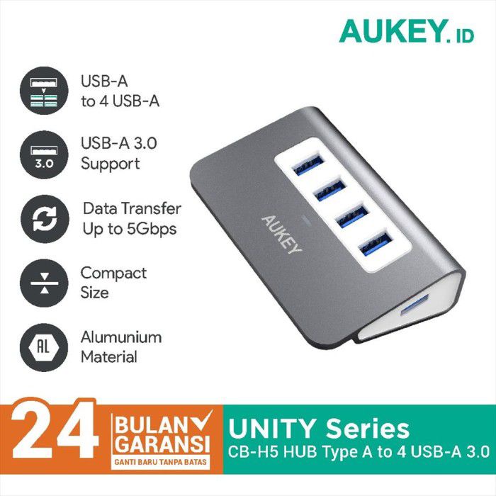 Aukey Adapter Hub Aluminium 4 Port USB 3.0 - 500272