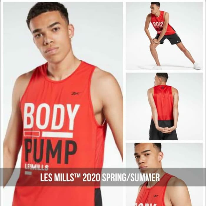Reebok Lesmills Body Pump Man Baju Olahraga Pria Laki laki Gym Fitness
