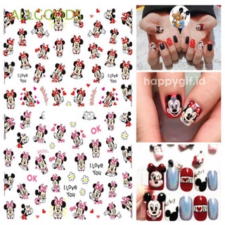 Stiker Kuku Mickey Minnie Stitch Winnie Donald Ultra Thin Nail Durable Sticker KU032