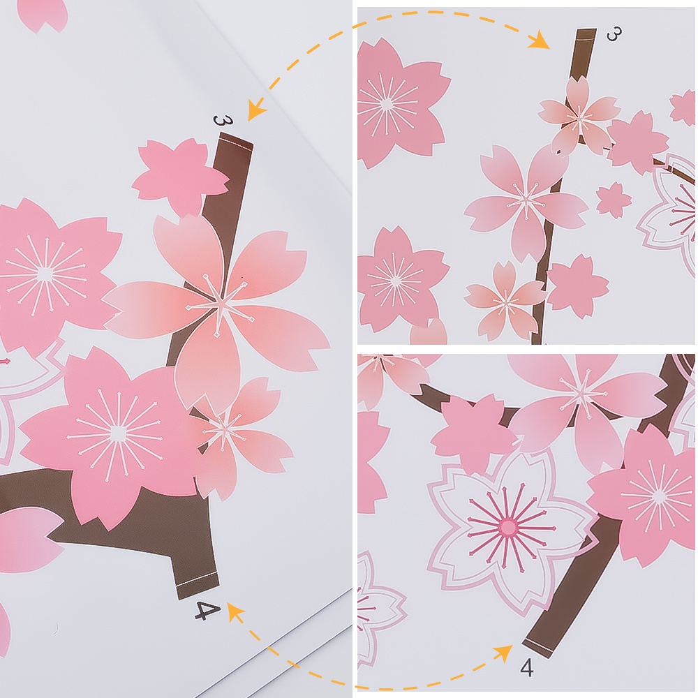 Stiker Dinding Motif Bunga Plum Blossom Warna Pink Untuk Dekorasi Ruang Tamu / Kamar Tidur