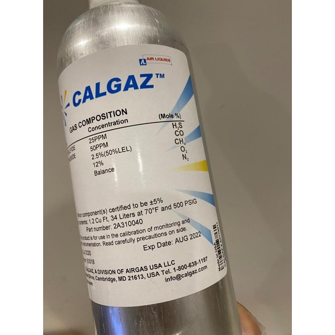 Jual SPAN GAS UNTUK KALIBRASI GAS DETECTOR MIX GAS H2S,CO,LEL,O2 (34