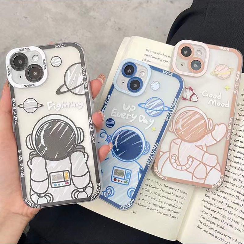 Soft Case Transparan Desain Spaceman Untuk IPhone 13 13pro 12promax SE2 2020 11 Pro MAX 6S 7 8 Plus XS XR