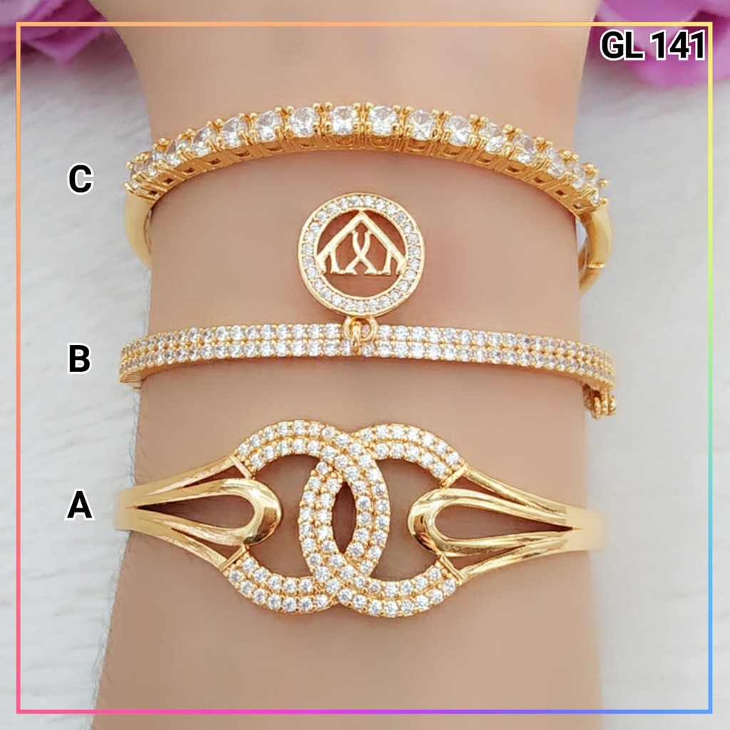 Gelang xuping gelang dewasa permata full zirkon cantik perhiasan wanita lapis emas gold GL 141