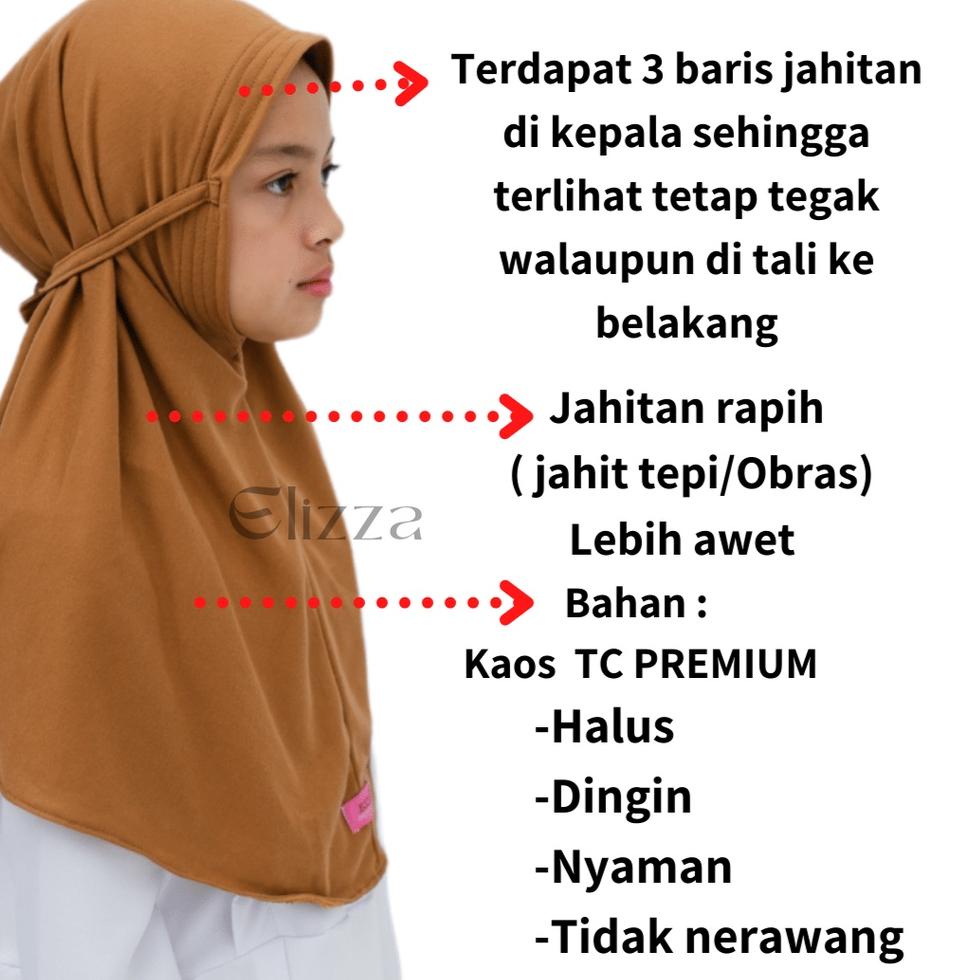 ➤ Hijab Bergo Tali Anak Usia SD Bahan Kaos TC Premium ㄱ