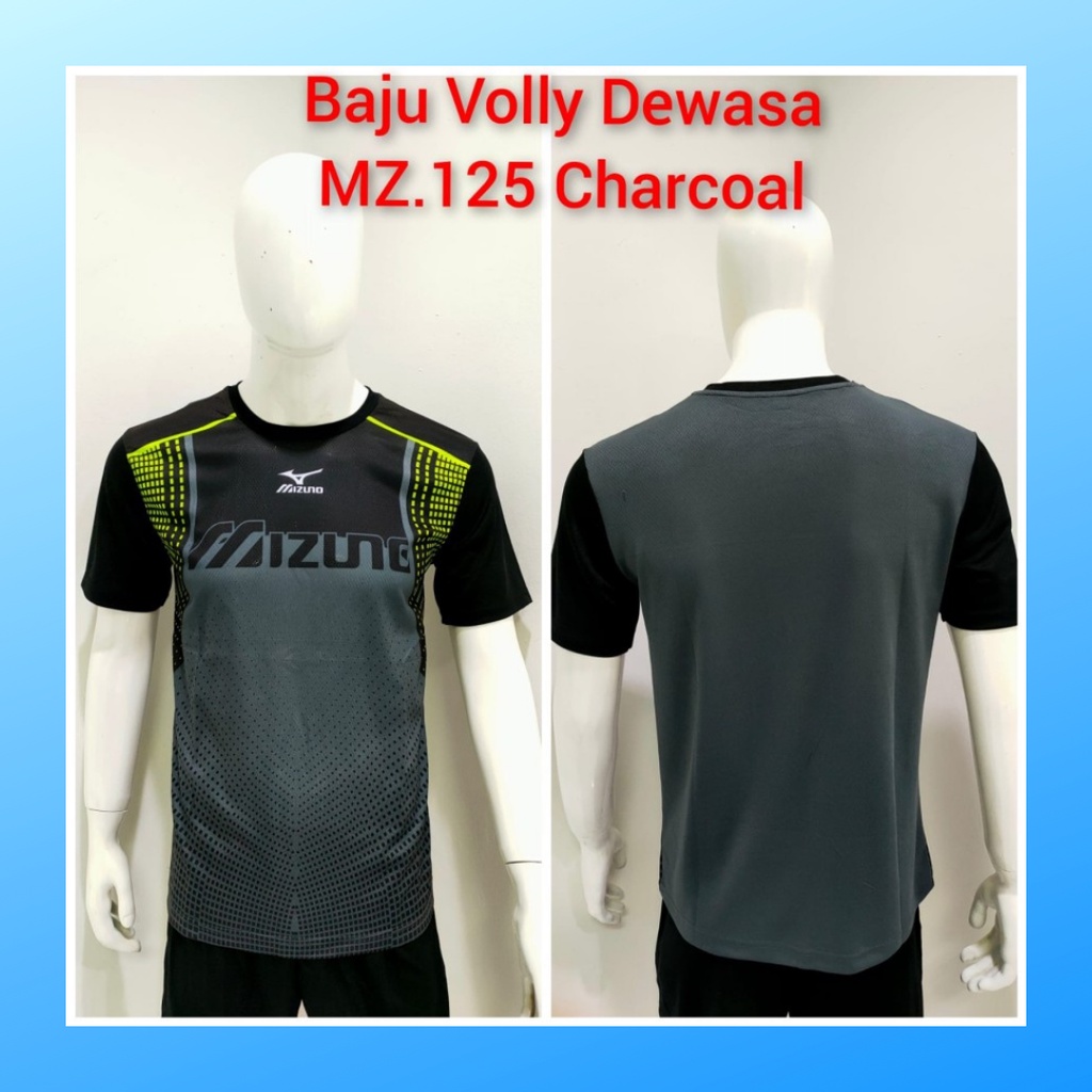 Kaos bola voli pria jersey volley ball baju atasan wanita dewasa t-shirt outfit seragam jarsey kostum oblong olahraga pakaian apparel sport jersy volly casual jersi suit MZ125 charcoal