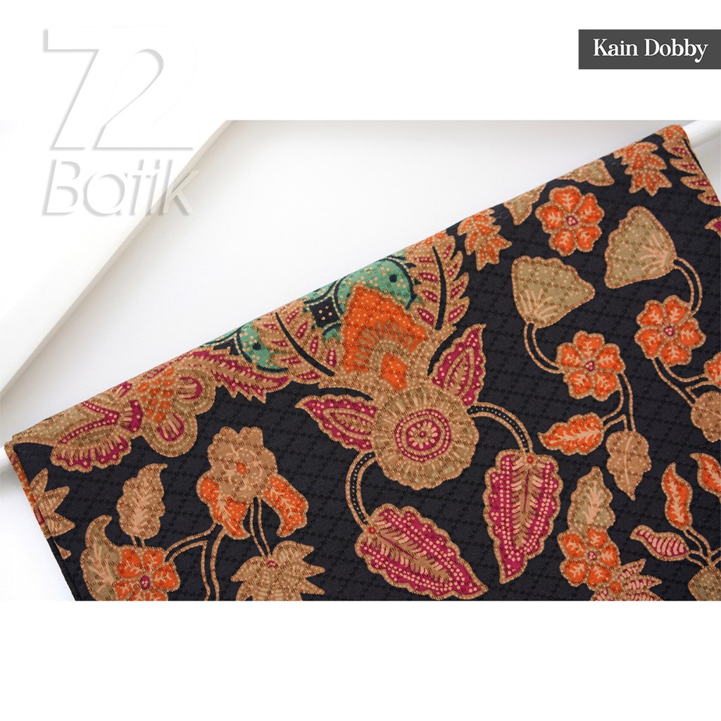 BAHAN BATIK PREMIUM Dobby Dobi Dobbi Dolbi Motif Parang Kembang Orange Hitam 726757 Cap 72 Jarik Jarit Samping Kebat Panjang Batik Dobby Modern Premium Bahan Seragam Batik Pernikahan Kantor Keluarga Murah Kamen Jadi Batik Bali Lembaran