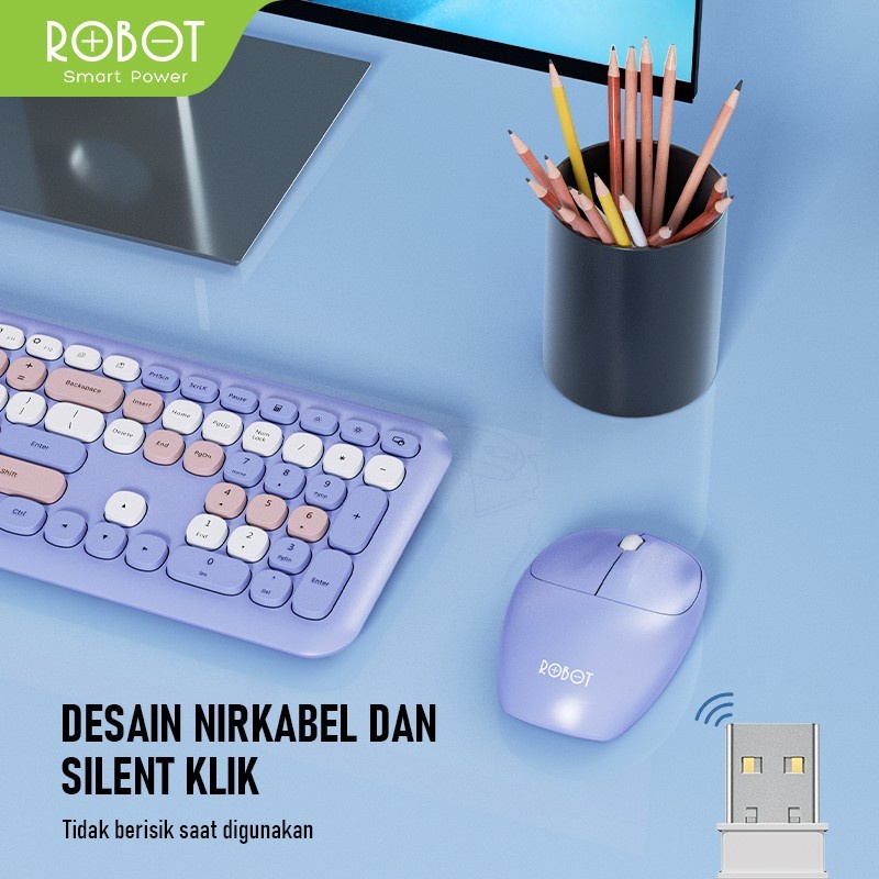 Robot KM3300 Wireless Mouse &amp; Keyboard Combo Silent Click