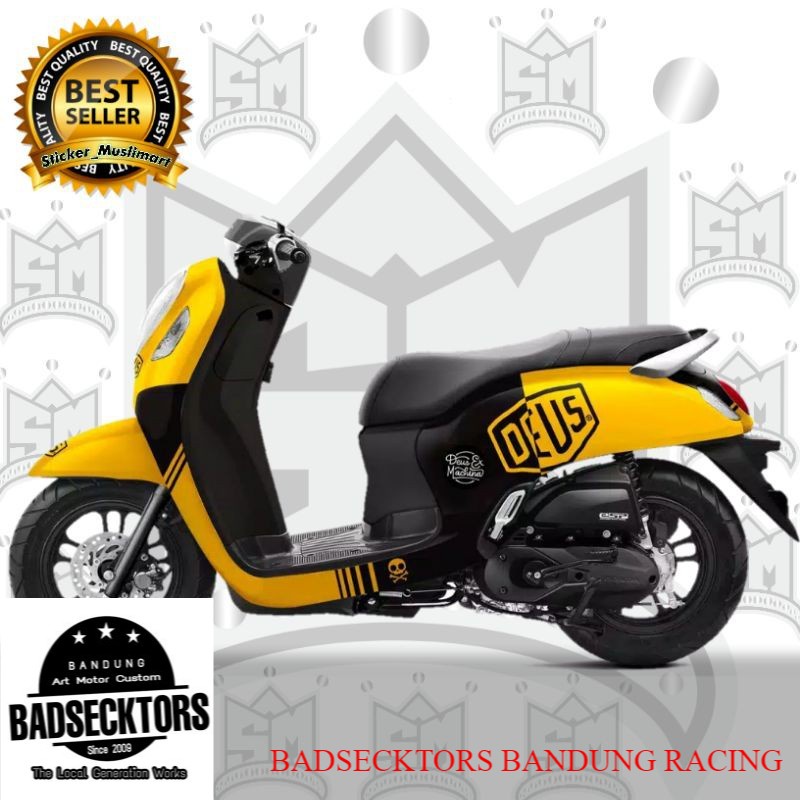 Decal Sticker New Scoopy 2021 motif Deus yellow black keren