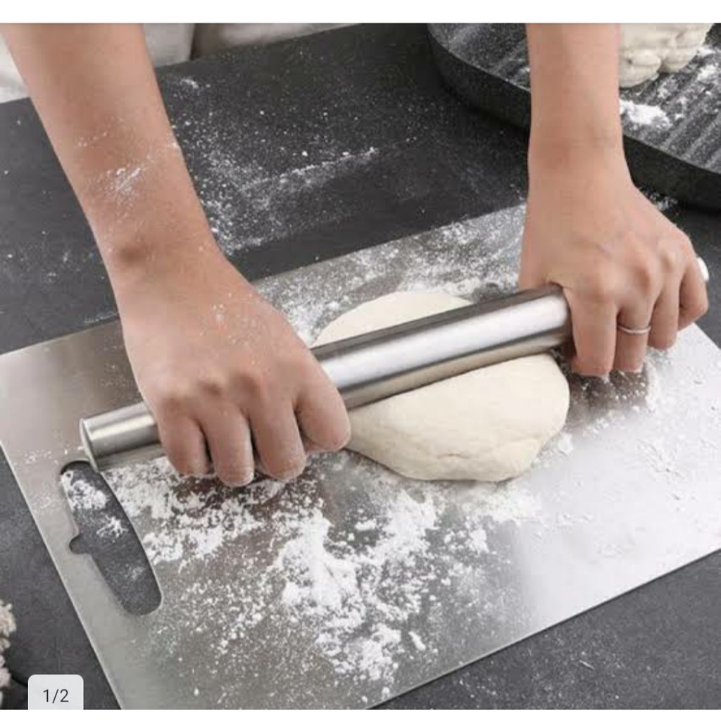 ROLLING PIN STAINLESS POLOS PANJANG nonstick pastry Dough Roller