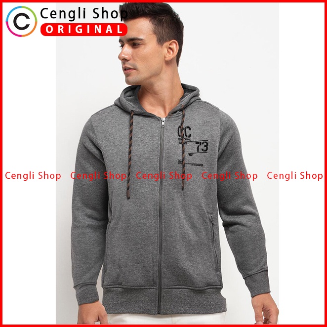 JAKET HOODIE CASUAL PRIA CARDINAL ORIGINAL TERBARU ABU-ABU CA03