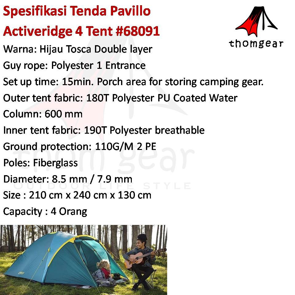 Tenda Camping 4 Orang Double Layer Bestway Pavillo Activeridge 4 Tent 68091 Thomgear