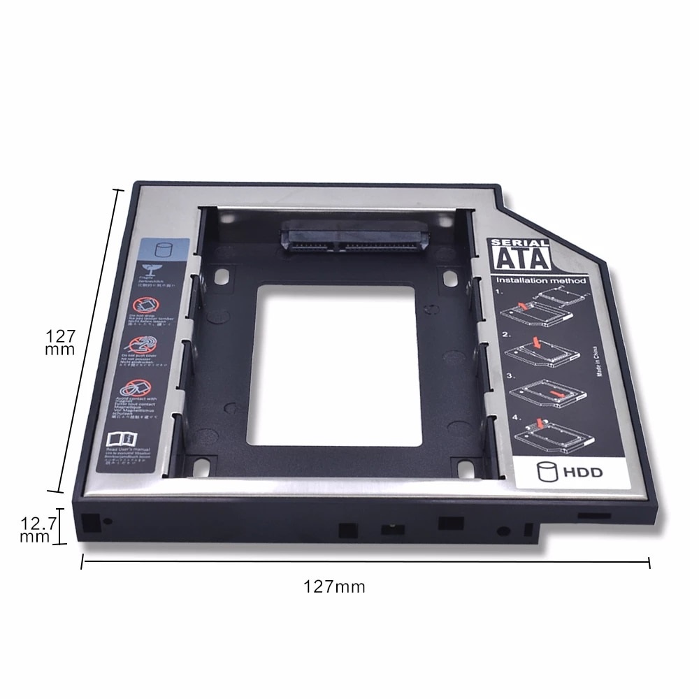 SSD HDD Caddy Slim Tipis 9.5mm &amp; 12.7mm SATA DVD Slot Hardisk Semi Alumunium -67919