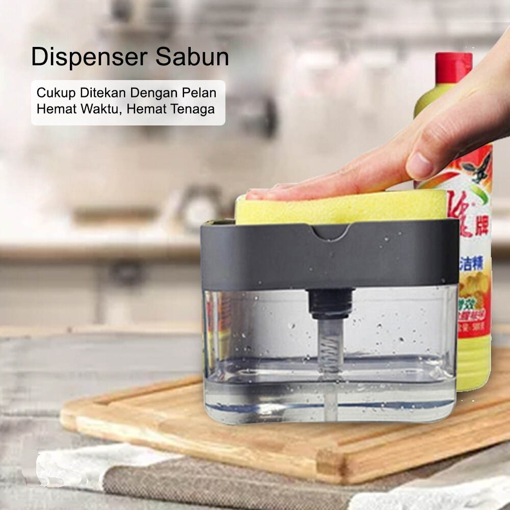 DISPENSER SABUN &amp; HOLDER SPONS CUCI PIRING 2in1