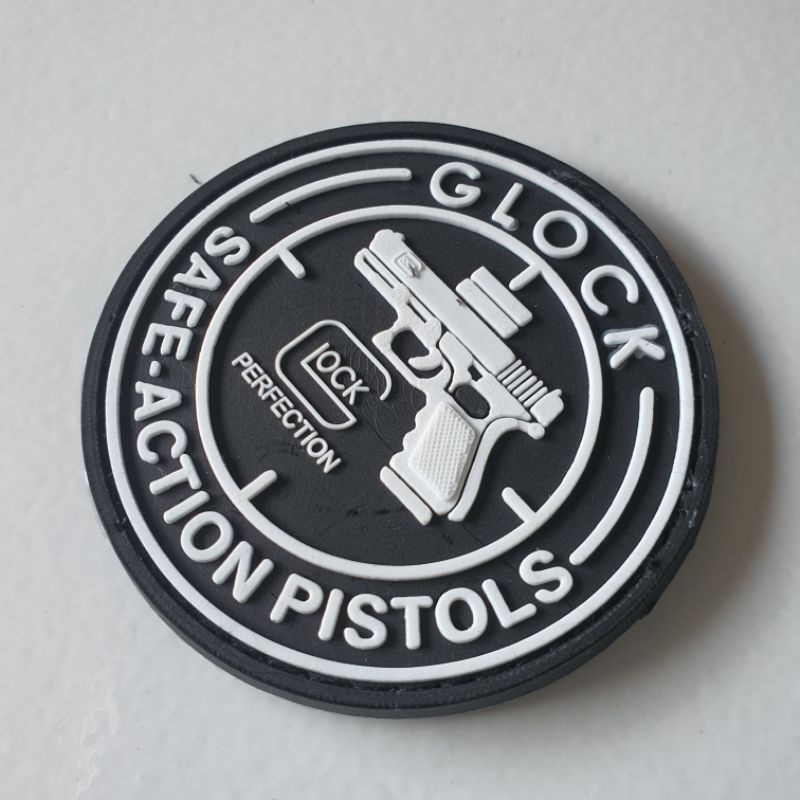 PATCH RUBBER LOGO GLOCK BULAT SAFE ACTION/TEMPELAN EMBLEM KARET VELCRO TACTICAL