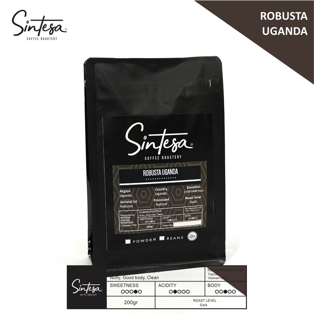 

BIJI KOPI ROBUSTA UGANDA 200 GR ES KOPI SUSU KOPI BUBUK SINTESA