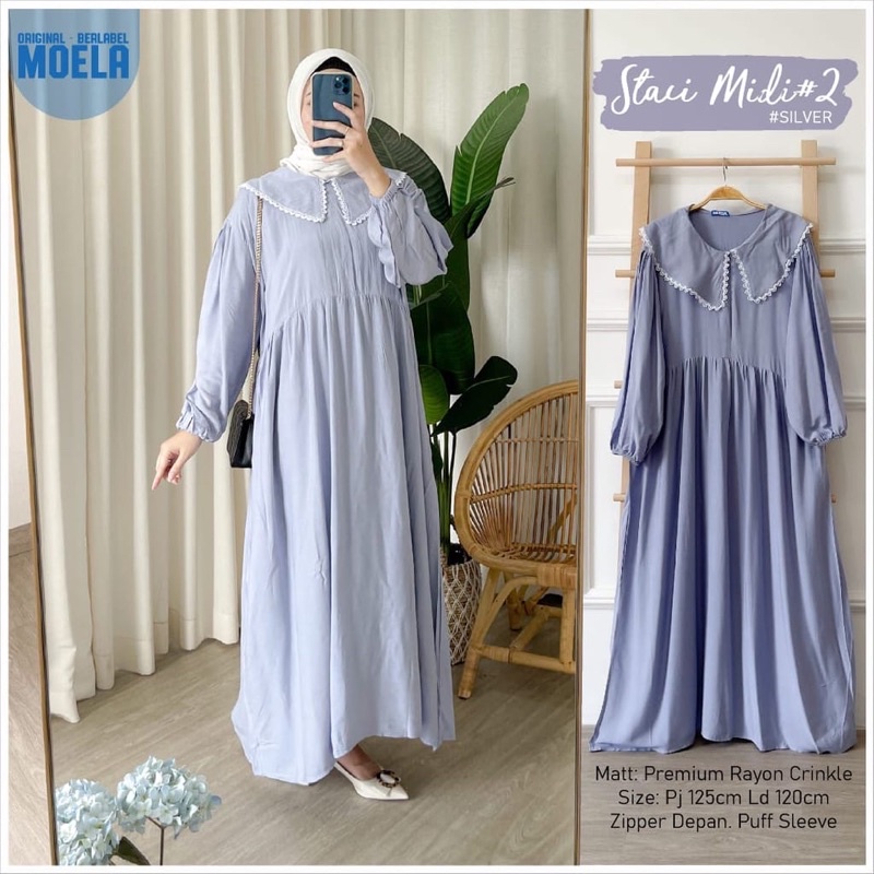 (MGA) GAMIS STACI MIDI DAILY BUSUI DRESS RAYON CRINCLE