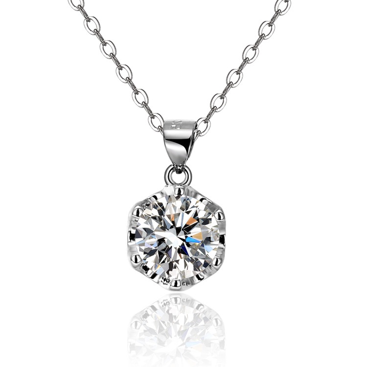 925 perak murni Mahkota berlian Liontin kalung Kalung gurita untuk wanita Moissanite perhiasan fashion sederhana gaya Korea