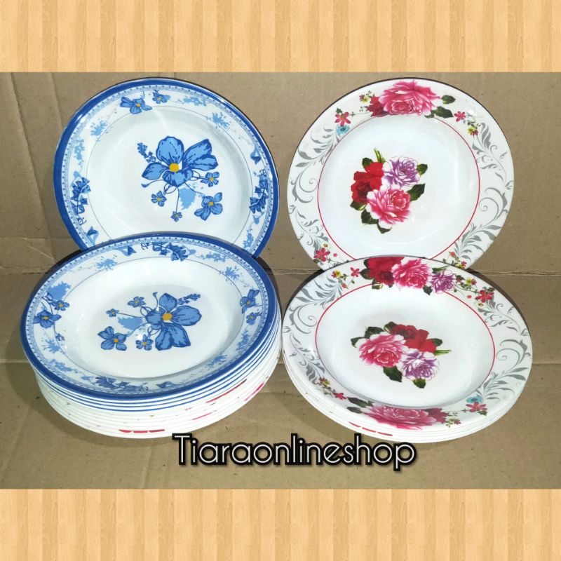 6pc Piring melamin motif (9inci) / 6pc piring makan foodgrade  SNI