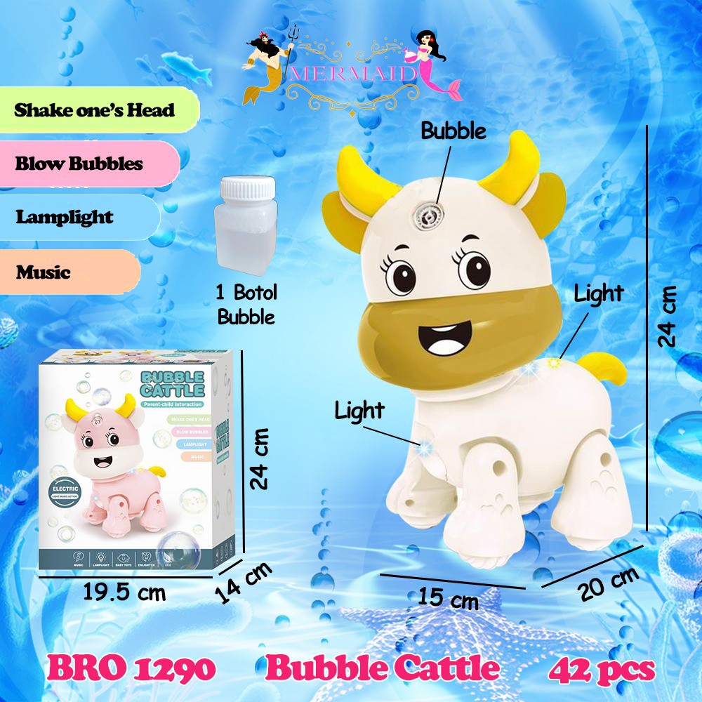 PROMO BRO1290 Sapi Bubble Gun Otomatis Mainan Anak Balon Gelembung Busa Sabun Buble Hewan MERMAID