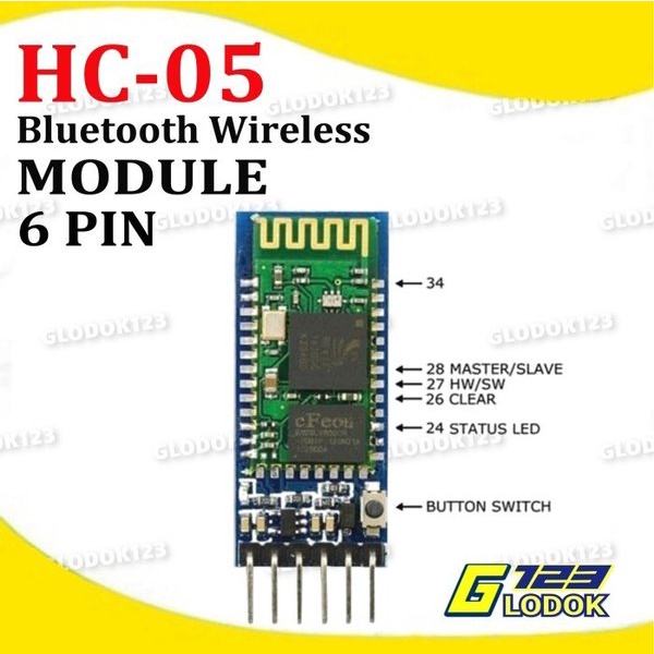 HC-05 HC05 6 Pin Bluetooth Transceiver Modul Wireless Arduino Uno Mega