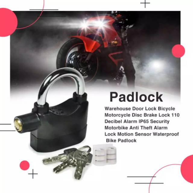 Gembok alarm lock/ gembok pagar dan motor Anti maling