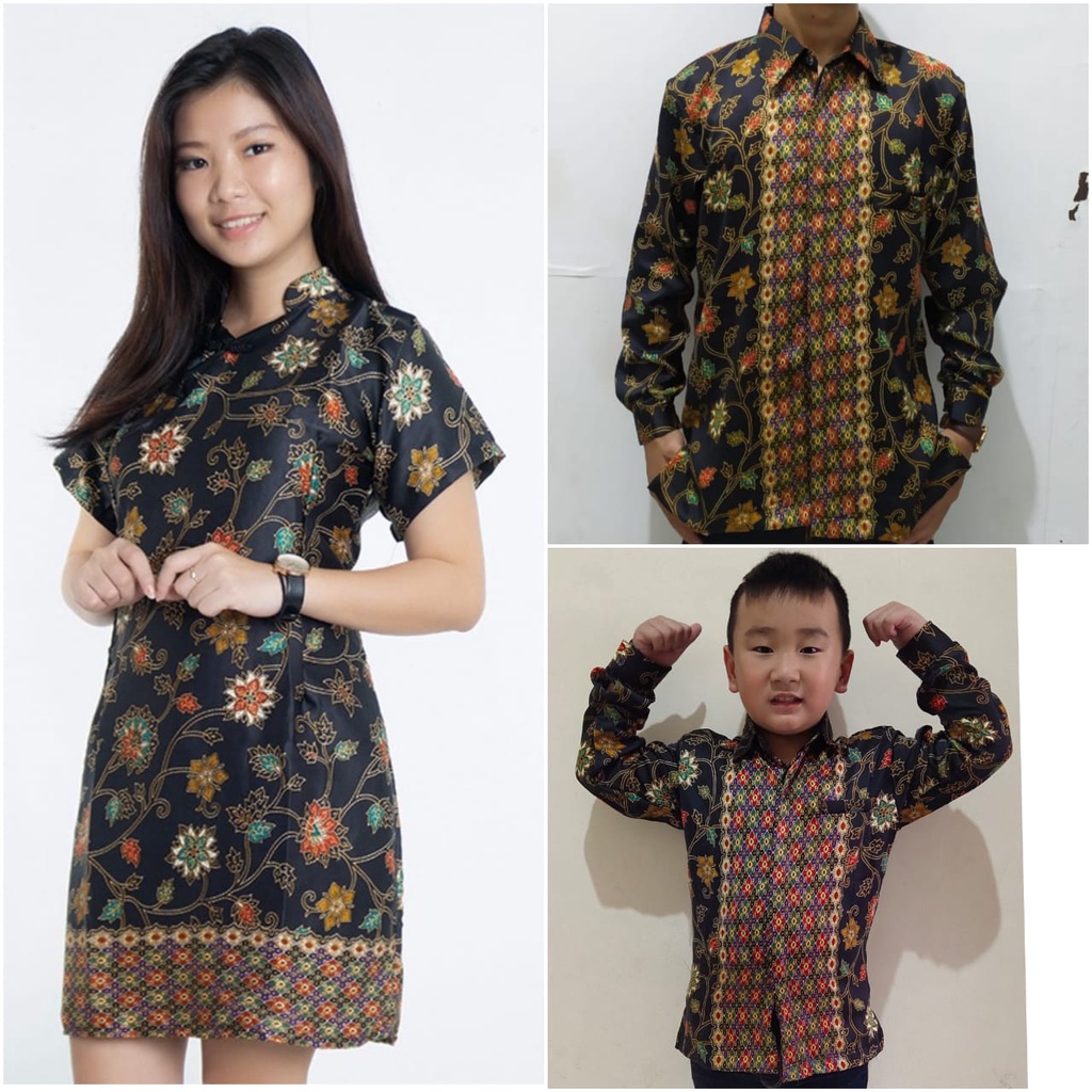 SB Collection Couple Family Midi Dress Defani Cheongsham Dan Kemeja Ayah Anak Batik Pria