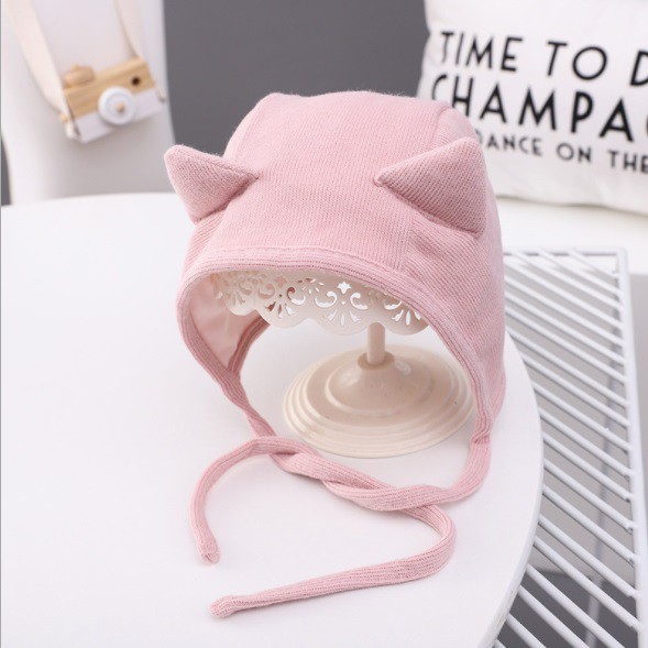 Topi Bonet bayi import motif tanduk rusa / telinga kucing