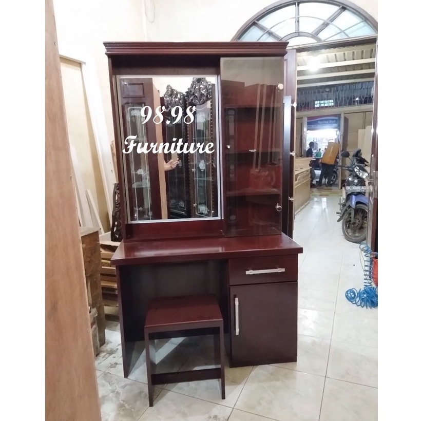 KENARI Meja Rias Kayu Asli - Tiolet Kaca Kayu - Medan