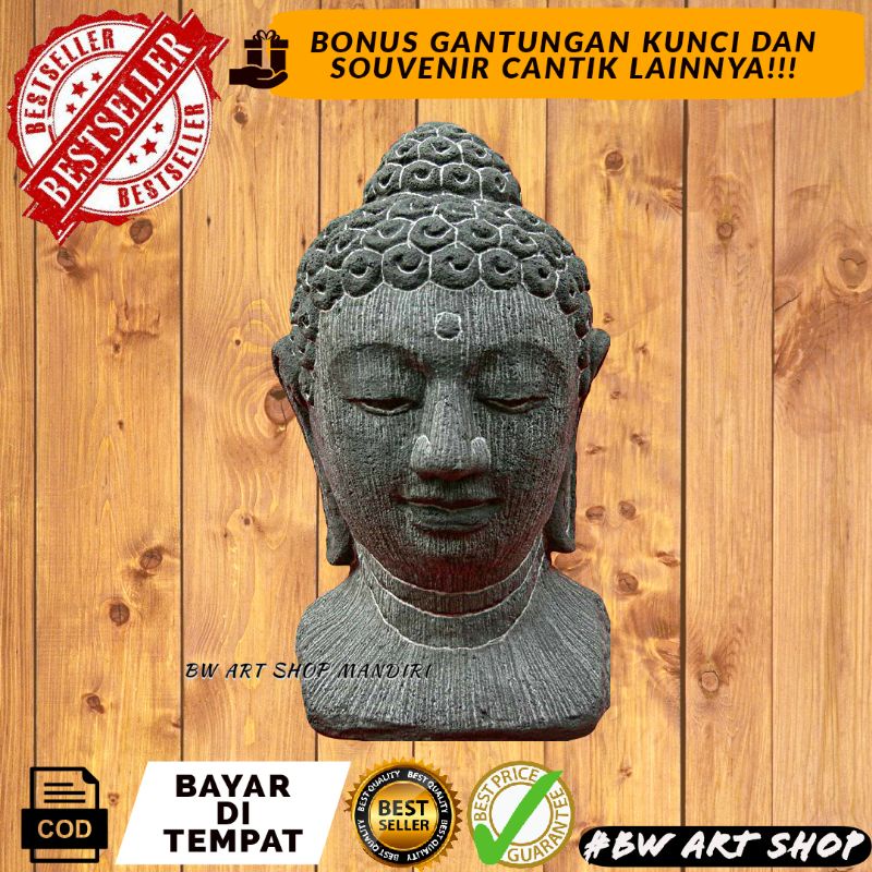 (BISA COD) MINIATUR PATUNG KEPALA BUDHA | PATUNG KEPALA BUDHA BATU | PATUNG AQUARIUM | PATUNG AQUASC