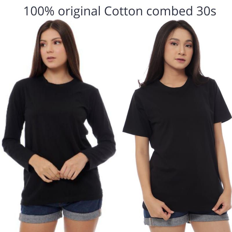 Kaos Polos hitam solid Kaos Polos Cewek Lengan Panjang Lengan Pendek Tshirt Wanita Baju Distro Polos