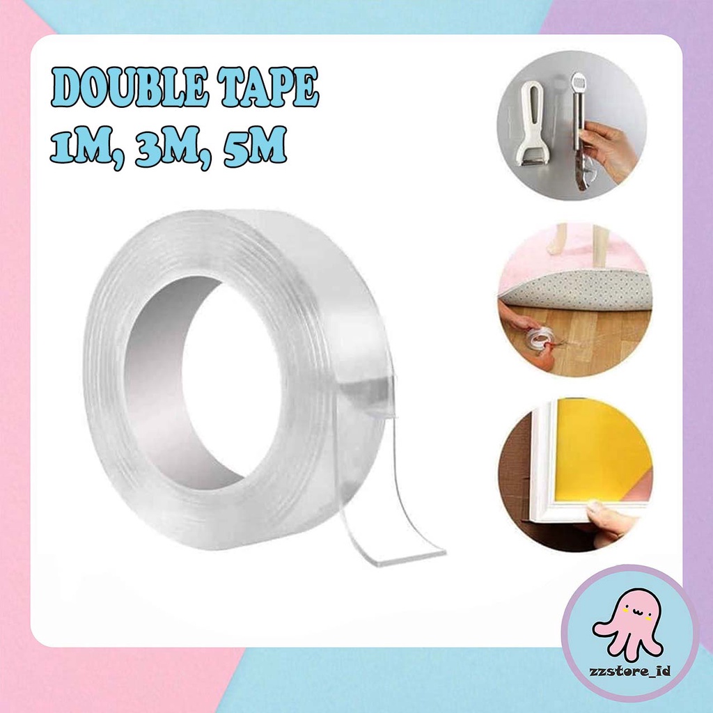 Double Tape Selotip Bening 1M 3M 5M / Double Tape Selotip Isolasi Bening Transparan