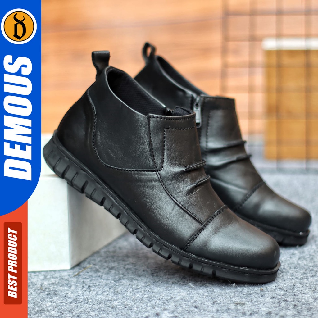 Sepatu Formal Pria Sepatu Casual Pria Kulit Asli Slop Sepatu Pantofel Kerja Kantor Kuliah Kondangan Sepatu Hitam Pria  DEMOUS CARISUP