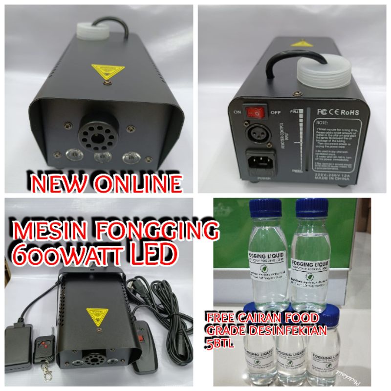 MESIN FOGGING SMOKE 600W LED RGB ,,, free cairan liquid smoke 5botol 100ml