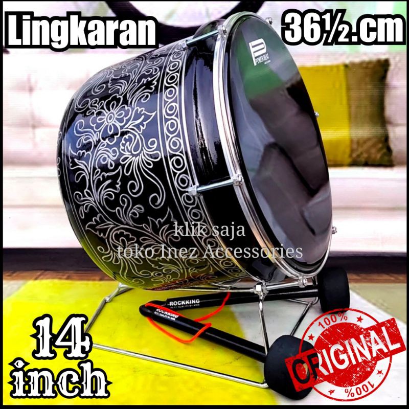 Bas Hadroh 14.inch Hitam Silver Lingkaran Mika 36½.cm Power Beat Hitam