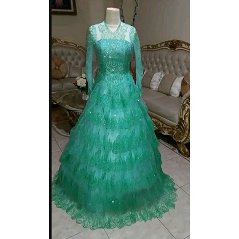 Baju pengantin hijau mint
