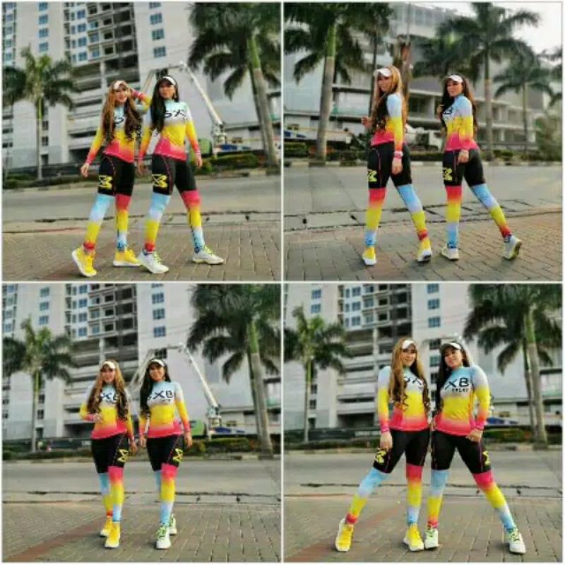 Baju senam murah zumba , aerobic sxb setelan sxb 5 Mile tech longsleeve dan legging