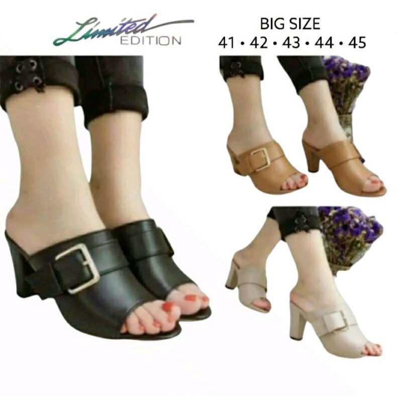 Size JUMBO 40-45 Higheels Sepatu Hak Tinggi Wanita UKURAN Besar Semi Formal Kantoran OVersize Kulit Empuk, 44