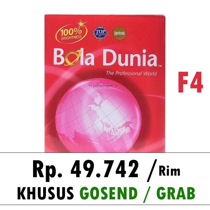 

Kertas Hvs F4 Bola Dunia 80 Gram Khusus Gosend / Grab