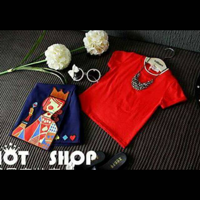 Setelan Anak Cewek RESTOCK!! BEST SELLER!! Quenn Card Red Set 2in1 (baju, Rok skort)