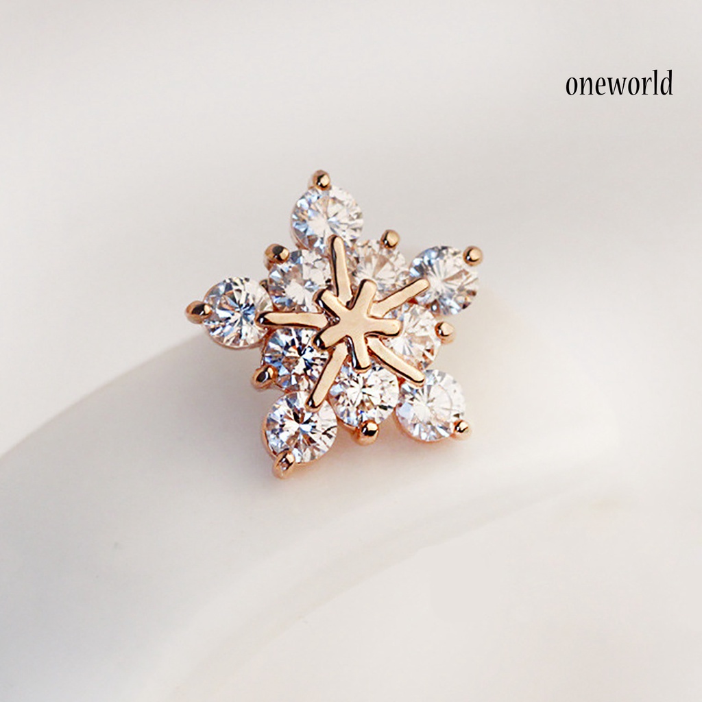 OW# Ear Studs Five-petal Flower Twinkling Alloy Earring Jewelry Accessory for Dating