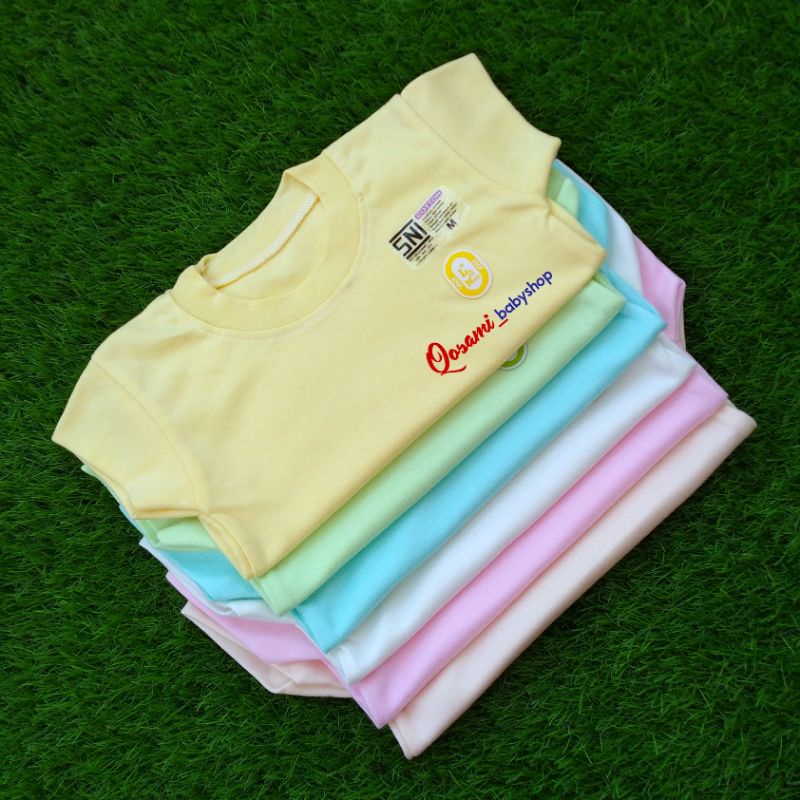 L - MOM 3 pcs Kaos Oblong Pendek Bayi Polos Uk S, M, L, XL SNI