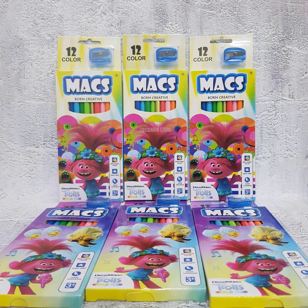

Pensil warna Macs 12 warna / Macs pensil warna set 12 - Trolls World Tour Edition