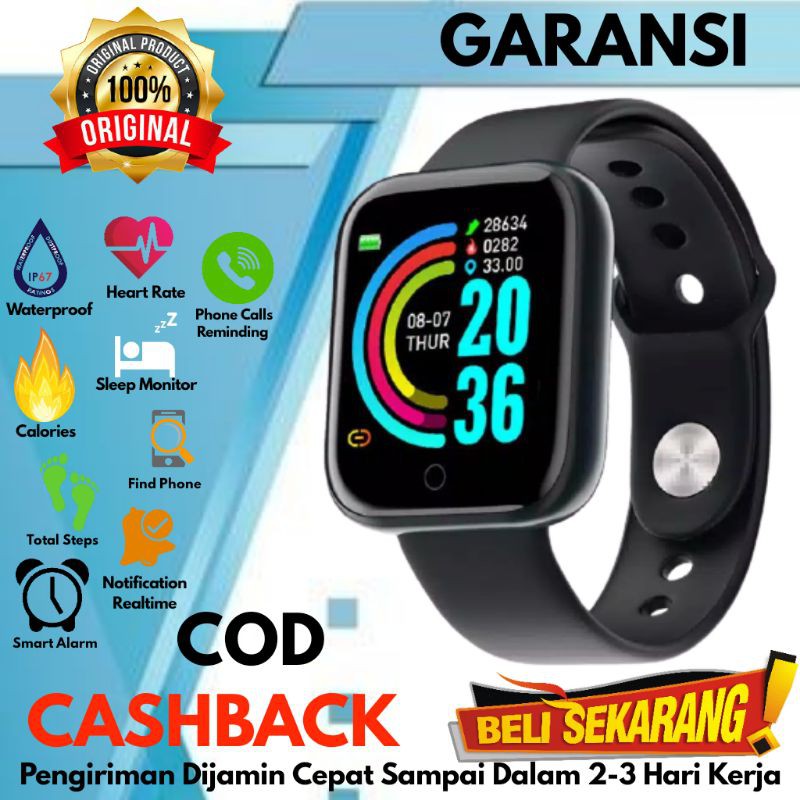 Smartwatch Aolon Smart Watch Y68 Sleep monitor Heart Rate Monitor reminder Original Bergaransi