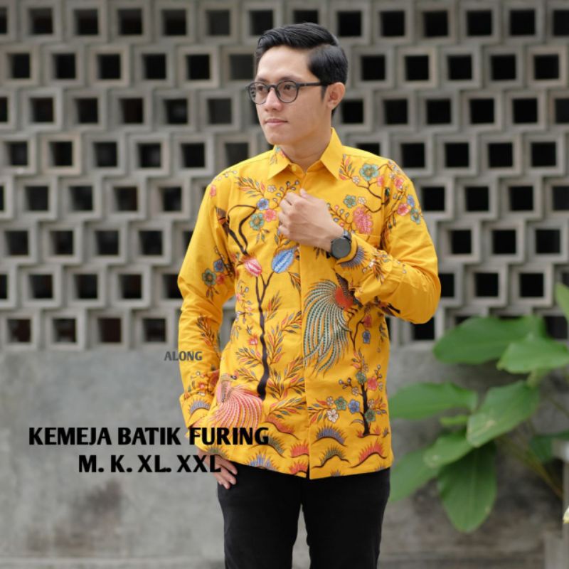 PREMIUM ATASAN KEMEJA BATIK PRIA COWOK DEWASA LENGAN PANJANG FURING MOTIF BURUNG DAN BUNGA MURAH WAR