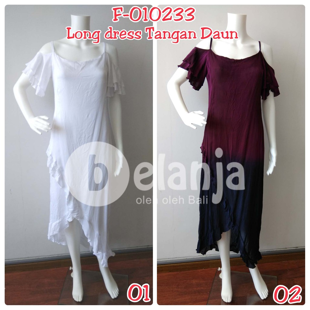 Baju Long Dress Tangan Daun dress wanita